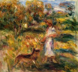 Frau in der blauen und Zaza in einer Landschaft Frau in der blauen und Zaza in einer Landschaft