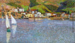 Das Dorf im Hafen von Collioure Das Dorf im Hafen von Collioure