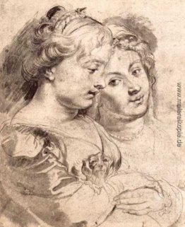 Zwei junge Frauen mit einem Hund Zwei junge Frauen mit einem Hund