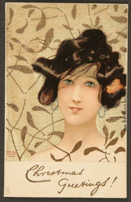 Mädchen Köpfe auf Weihnachten-Laub Hintergrund Mädchen Köpfe auf Weihnachten-Laub Hintergrund