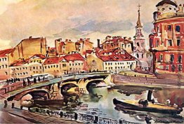 Leningrad. Brücke von Belinski. Kirche St. Simeon und Hanna. Leningrad. Brücke von Belinski. Kirche St. Simeon und Hanna.