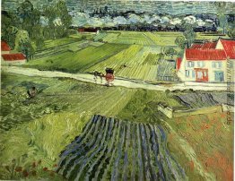 Landschaft mit Wagen und Zug Landschaft mit Wagen und Zug