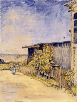 Schuppen mit Sonnenblumen Schuppen mit Sonnenblumen