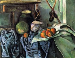 Stillleben mit einem Ingwer-Glas und Auberginen Stillleben mit einem Ingwer-Glas und Auberginen