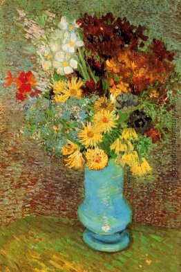 Vase mit Gänseblümchen und Anemonen Vase mit Gänseblümchen und Anemonen