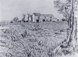 Bauernhaus in einem Weizenfeld Bauernhaus in einem Weizenfeld
