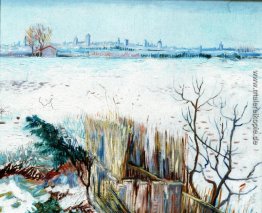 Verschneite Landschaft mit Arles im Hintergrund Verschneite Landschaft mit Arles im Hintergrund