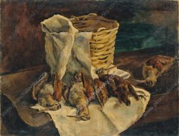 Stillleben. Schnepfen mit einem Korb. Stillleben. Schnepfen mit einem Korb.