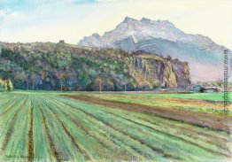 Schweizer Landschaft der Ebene um den Felsen von Saint-Triphon Schweizer Landschaft der Ebene um den Felsen von Saint-Triphon