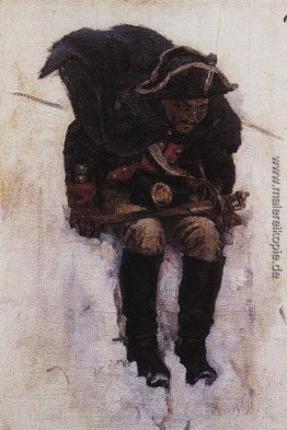 Soldat Abstieg vom schneebedeckten Berg Soldat Abstieg vom schneebedeckten Berg