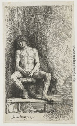 Nude Mann vor einem Vorhang sitz Nude Mann vor einem Vorhang sitz