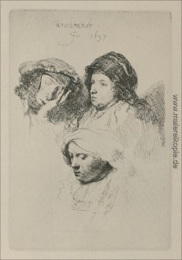 Drei weibliche Köpfe mit einem Schlaf Drei weibliche Köpfe mit einem Schlaf