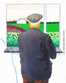 Vater vor dem windowpainting Vater vor dem windowpainting