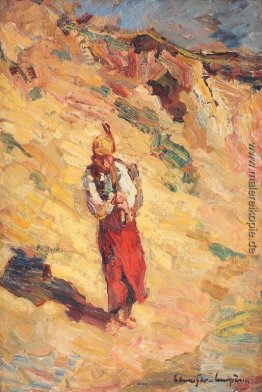 Tatar Frau kommt aus dem Brunnen Tatar Frau kommt aus dem Brunnen