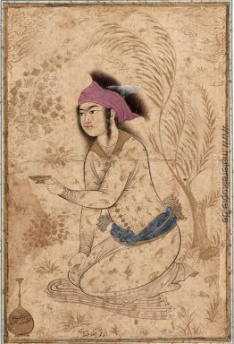 Youth kniend und hielt ihm eine Weinbecher Youth kniend und hielt ihm eine Weinbecher