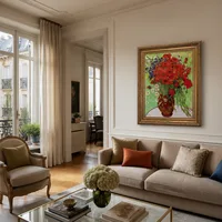 Rote Mohnblumen und Gänseblümchen — Pariser Wohnung