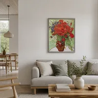 Rote Mohnblumen und Gänseblümchen — Skandinavisches Haus