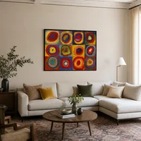Farbstudie Quadrate mit konzentrischen Kreisen — Modernes Loft