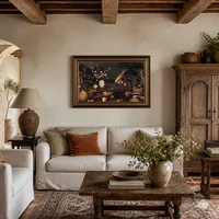 Stillleben mit Blumen und Frucht — Italienische Villa