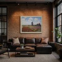 Fields of Tulip With The Rijnsburg Windmühle — Modernes Loft