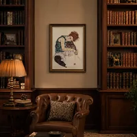 Sitzfrau mit verbogenem Knee — Klassische Bibliothek