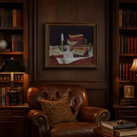 Stilleben mit Büchern und Kerzen — Klassische Bibliothek