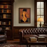 Porträt von Jeanne Hébuterne in einem großen Hut — Klassische Bibliothek