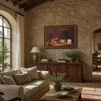 Stillleben mit Glas Oliven — Italienische Villa