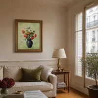 Anemonen und Mohnblumen in einer Vase — Pariser Wohnung