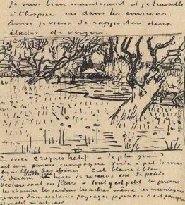 Obstgarten in der Blüte mit Ansicht von Arles Obstgarten in der Blüte mit Ansicht von Arles