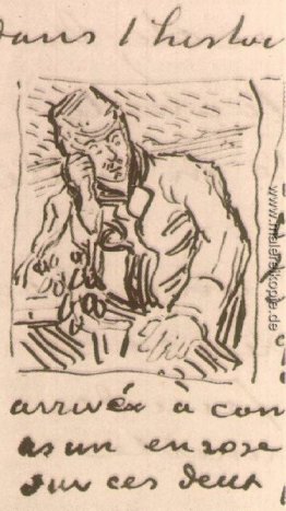 Doktor Gachet sitzt an einem Tisch mit Büchern und ein Glas mit Doktor Gachet sitzt an einem Tisch mit Büchern und ein Glas mit