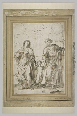 Das Jesuskind, zwischen der Jungfrau Maria und St. Joseph Das Jesuskind, zwischen der Jungfrau Maria und St. Joseph