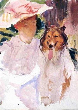 Frau mit Collie Frau mit Collie