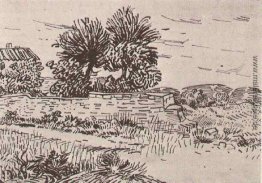 Landschaft mit der Wand einer Farm Landschaft mit der Wand einer Farm