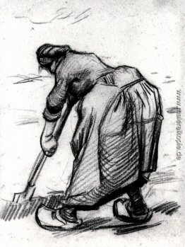 Ländliche Frau, Graben, von der Seite gesehen Ländliche Frau, Graben, von der Seite gesehen