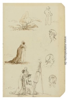 Studium der Köpfe, Figuren und Laub Studium der Köpfe, Figuren und Laub