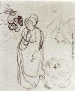 Studie einer Frau Standing, Zwei Köpfe, ein anderes Bild Studie einer Frau Standing, Zwei Köpfe, ein anderes Bild