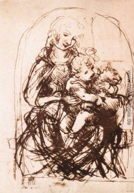 Studium der Madonna und Kind mit einer Katze Studium der Madonna und Kind mit einer Katze