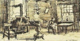 Interior with Woman Sewing Interior with Woman Sewing