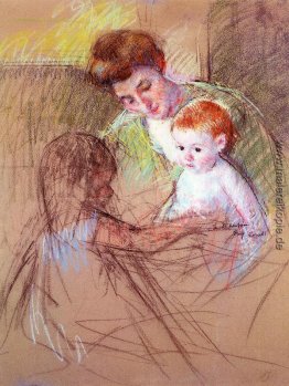 Mutter und Tochter Blick auf die Baby- Mutter und Tochter Blick auf die Baby-