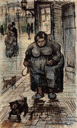 Gehende Frau ihr Hund Gehende Frau ihr Hund