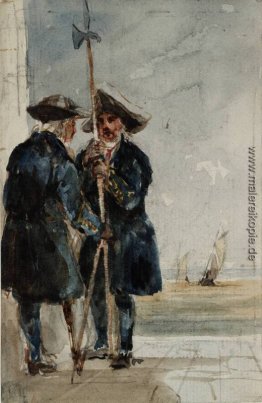 Zwei Naval Rentner mit Versand Hinter Zwei Naval Rentner mit Versand Hinter