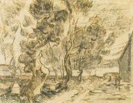 Eine Ecke des Asyl- und der Garten mit einem schweren, abgesägte Eine Ecke des Asyl- und der Garten mit einem schweren, abgesägte