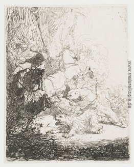 Die kleine Löwenjagd mit zwei Löwen Die kleine Löwenjagd mit zwei Löwen