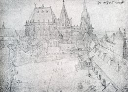 Die Kathedrale von Aachen mit seiner Umgebung, gesehen vom Krönu Die Kathedrale von Aachen mit seiner Umgebung, gesehen vom Krönu