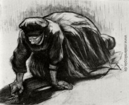 Ländliche Frau, hinknien, Möglicherweise Digging Up Karotten Ländliche Frau, hinknien, Möglicherweise Digging Up Karotten