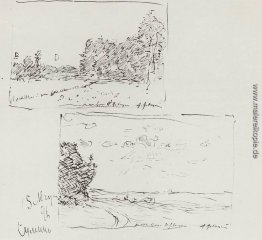 Waldrand, Aufgang des Mondes / Waldrand, Sonne hinter den Wolken Waldrand, Aufgang des Mondes / Waldrand, Sonne hinter den Wolken