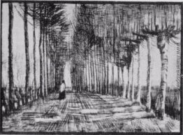 Lane mit Bäumen und einer Figur Lane mit Bäumen und einer Figur