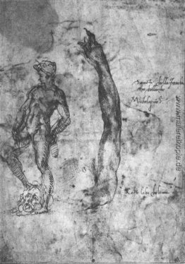 Studieren Sie für einen Arm des Marmors David und der Figur des Studieren Sie für einen Arm des Marmors David und der Figur des