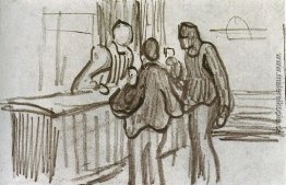 Männer vor der Theke in einem Cafe Männer vor der Theke in einem Cafe